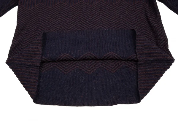 ミッソーニ スポーツMISSONI SPORT 幾何学編みデザインリブニット 紺茶M位 K-116085_009