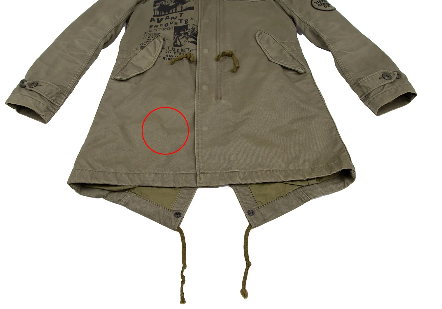 HYSTERIC GLAMOUR×DESTROY ALL MONSTERS Printed Mods Coat Khaki