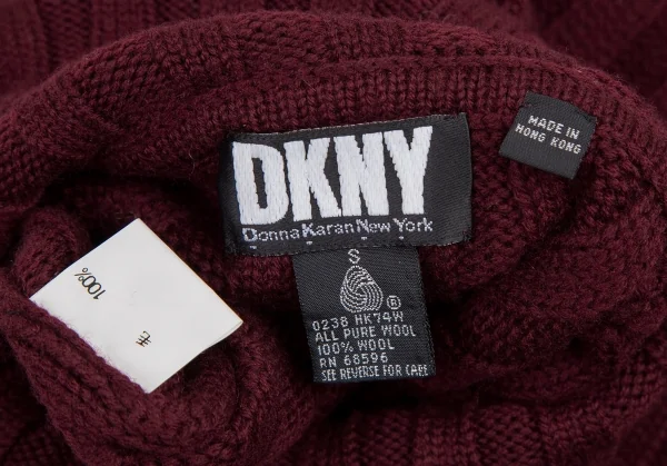 ダナキャランDKNY ウールオーバーサイズタートルネックリブニットセーター ボルドーS K-116098_012