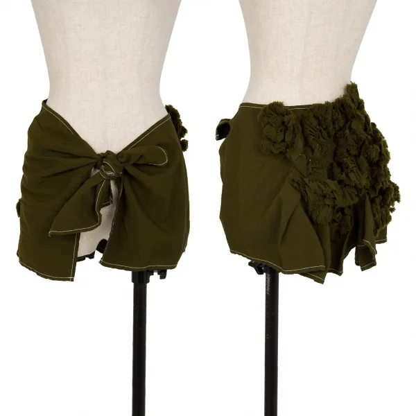 トリココムデギャルソンtricot COMME des GARCONS 製品染めフリルラップスカート 抹茶F K-116109_001