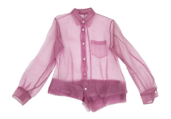 ジュンヤワタナベ コムデギャルソンJUNYA WATANABE COMME des GARCONS 裾フリルシースルーシャツ M位 紫S K-116113_002