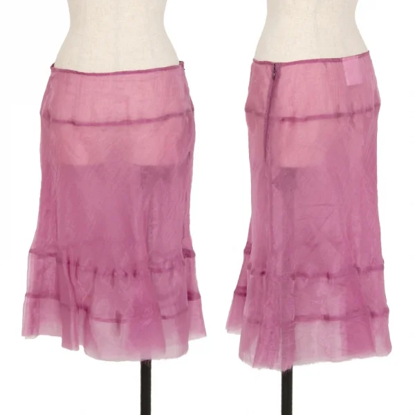ジュンヤワタナベ コムデギャルソンJUNYA WATANABE COMME des GARCONS裾断ち切りシースルースカート 紫M K-116114_001