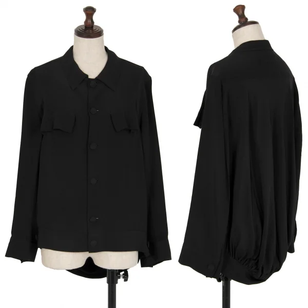 ヨウジヤマモト ファムYohji Yamamoto FEMME シルクフラップポケットデザインジャケット 黒S K-116121_001