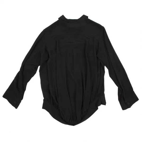 ヨウジヤマモト ファムYohji Yamamoto FEMME シルクフラップポケットデザインジャケット 黒S K-116121_012