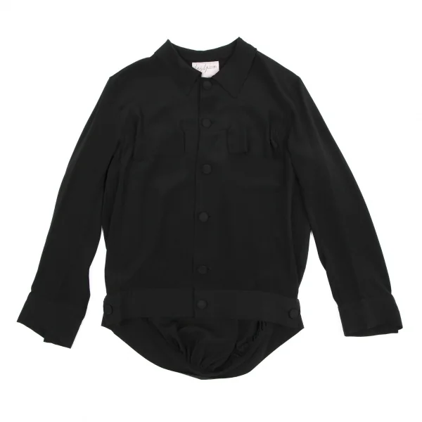 ヨウジヤマモト ファムYohji Yamamoto FEMME シルクフラップポケットデザインジャケット 黒S K-116121_002