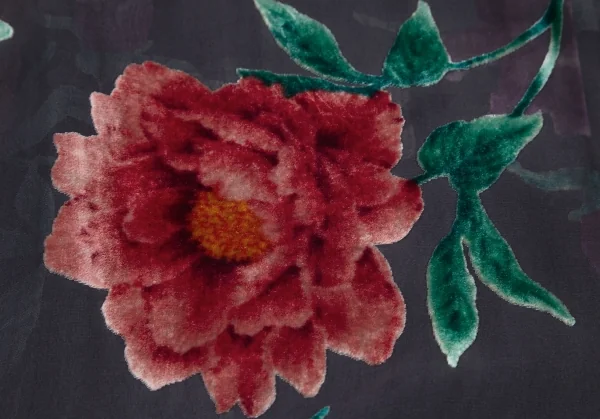 ヨウジヤマモト ファムYohji Yamamoto FEMME フラワーパイルプリントシルクシースルーラップスカート チャコールS K-116125_017