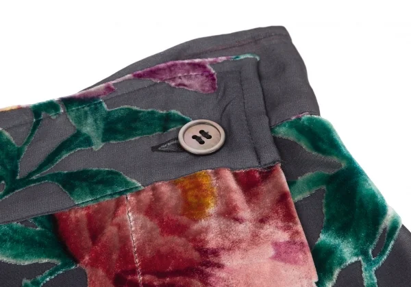 ヨウジヤマモト ファムYohji Yamamoto FEMME フラワーパイルプリントシルクシースルーラップスカート チャコールS K-116125_008