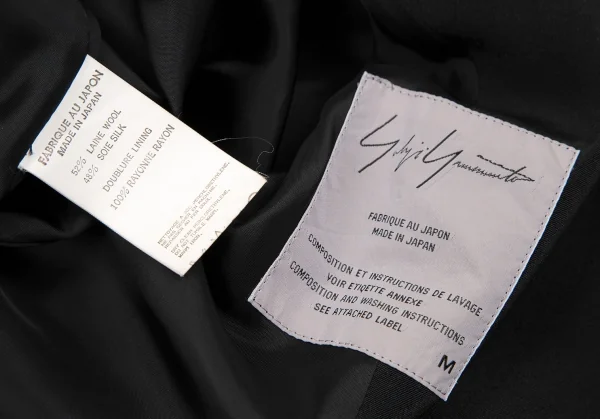 ヨウジヤマモト ファムYohji Yamamoto FEMMEウールシルクロングジャケット 黒M K-116129_017