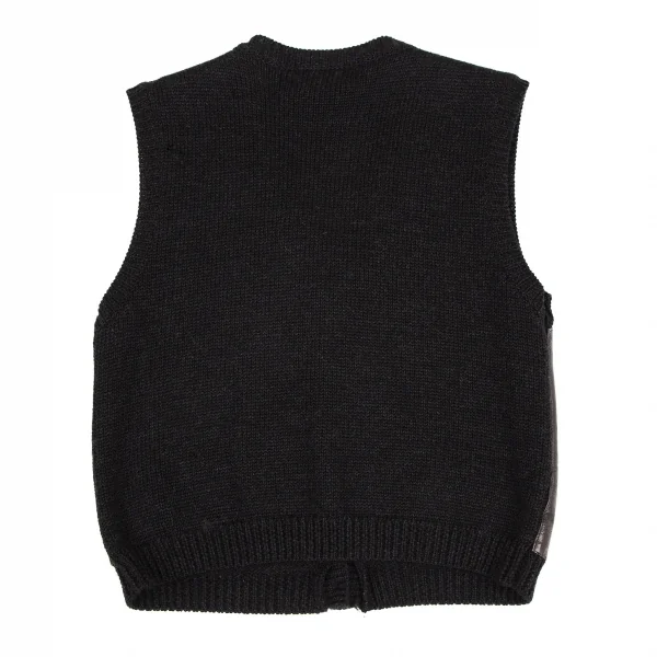 ダナキャランジーンズDKNY JEANS フロントレザー切替ニットベスト 茶黒S K-116141_013