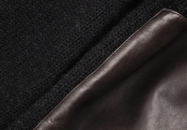 ダナキャランジーンズDKNY JEANS フロントレザー切替ニットベスト 茶黒S K-116141_014