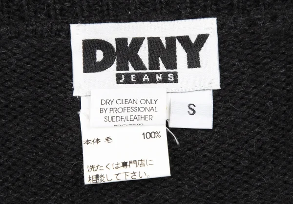 ダナキャランジーンズDKNY JEANS フロントレザー切替ニットベスト 茶黒S K-116141_016
