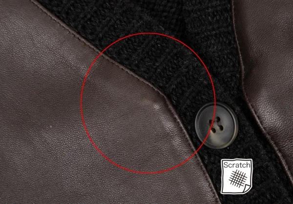 ダナキャランジーンズDKNY JEANS フロントレザー切替ニットベスト 茶黒S K-116141_006