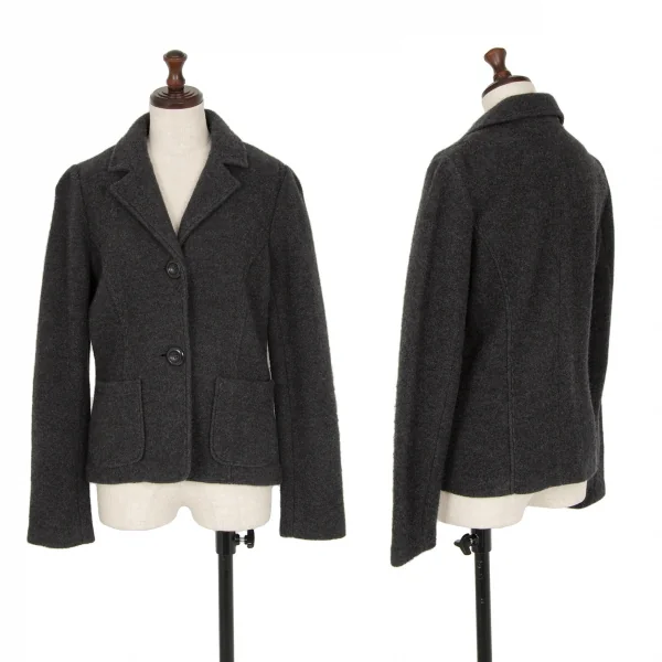 マックスマーラMax Mara WEEKEND 圧縮ウールニットジャケット チャコールM K-116143_001