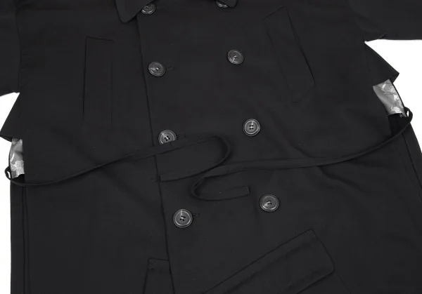 ジャンポールゴルチエ ファムJean Paul GAULTIER FEMME ミノタウロスライニングウールギャバサイドスリットコート 黒40 K-116181_010