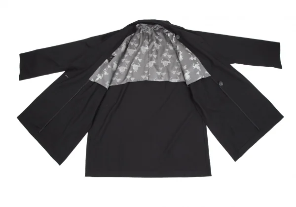 ジャンポールゴルチエ ファムJean Paul GAULTIER FEMME ミノタウロスライニングウールギャバサイドスリットコート 黒40 K-116181_013