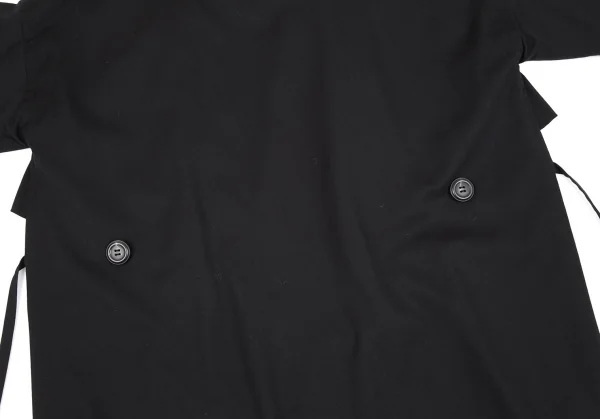 ジャンポールゴルチエ ファムJean Paul GAULTIER FEMME ミノタウロスライニングウールギャバサイドスリットコート 黒40 K-116181_017