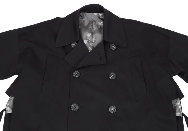 ジャンポールゴルチエ ファムJean Paul GAULTIER FEMME ミノタウロスライニングウールギャバサイドスリットコート 黒40 K-116181_003