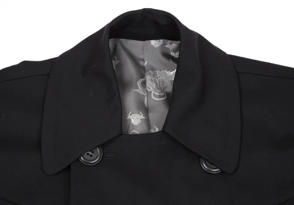 ジャンポールゴルチエ ファムJean Paul GAULTIER FEMME ミノタウロスライニングウールギャバサイドスリットコート 黒40 K-116181_004