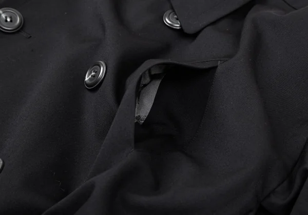 ジャンポールゴルチエ ファムJean Paul GAULTIER FEMME ミノタウロスライニングウールギャバサイドスリットコート 黒40 K-116181_005