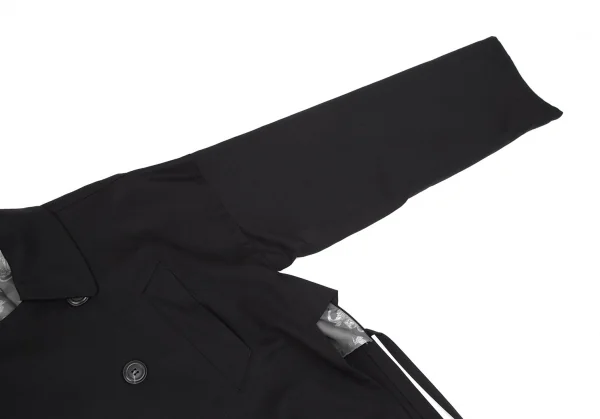 ジャンポールゴルチエ ファムJean Paul GAULTIER FEMME ミノタウロスライニングウールギャバサイドスリットコート 黒40 K-116181_006