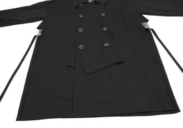 ジャンポールゴルチエ ファムJean Paul GAULTIER FEMME ミノタウロスライニングウールギャバサイドスリットコート 黒40 K-116181_009