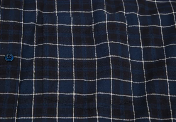 バレンシアガBALENCIAGA 520497 ロゴプリントタイネックチェックシャツ 青34 K-116200_010