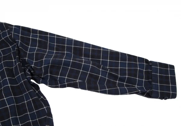 バレンシアガBALENCIAGA 520497 ロゴプリントタイネックチェックシャツ 青34 K-116200_012