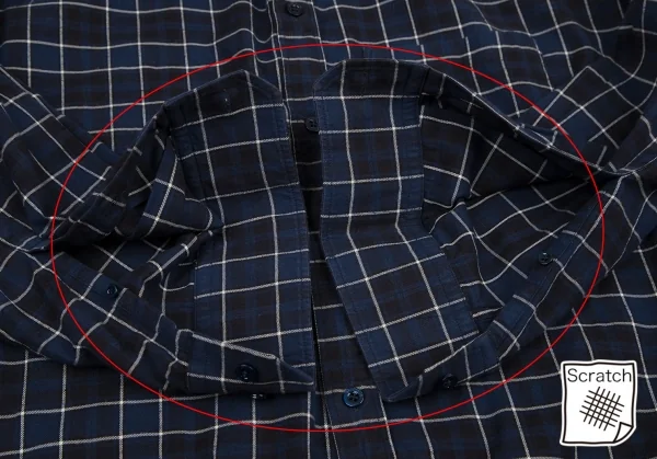 バレンシアガBALENCIAGA 520497 ロゴプリントタイネックチェックシャツ 青34 K-116200_014