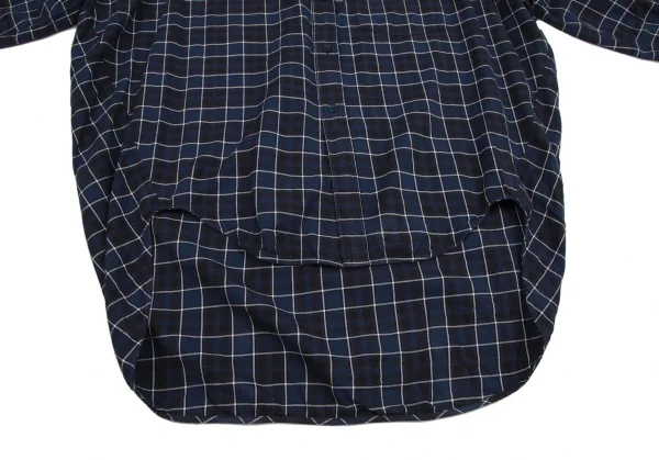 バレンシアガBALENCIAGA 520497 ロゴプリントタイネックチェックシャツ 青34 K-116200_015