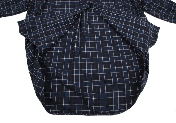 バレンシアガBALENCIAGA 520497 ロゴプリントタイネックチェックシャツ 青34 K-116200_016