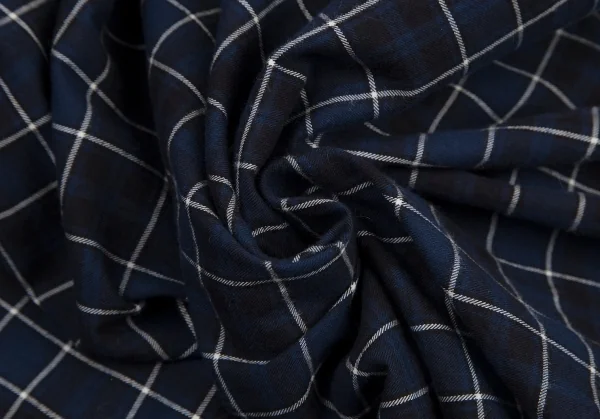 バレンシアガBALENCIAGA 520497 ロゴプリントタイネックチェックシャツ 青34 K-116200_017