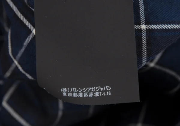 バレンシアガBALENCIAGA 520497 ロゴプリントタイネックチェックシャツ 青34 K-116200_018