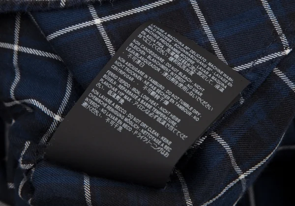 バレンシアガBALENCIAGA 520497 ロゴプリントタイネックチェックシャツ 青34 K-116200_019