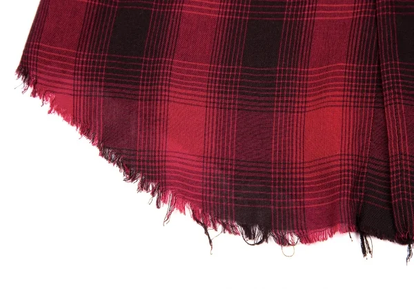 サンローラン Saint Laurent  ダメージ加工レーヨンチェック長袖シャツ 赤黒XS K-116202_011