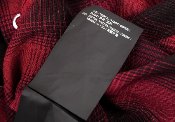 サンローラン Saint Laurent  ダメージ加工レーヨンチェック長袖シャツ 赤黒XS K-116202_019