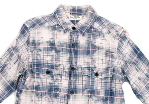 サンローランSaint Laurent カットヘムブリーチデザインチェック長袖