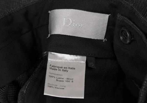 ディオールオムDior homme ウールグレンチェックテーパードパンツ グレー40 K-116206_016
