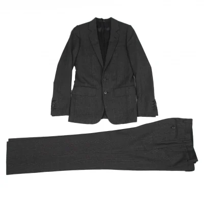 ディオールオムDior homme ウールグレンチェックテーラードセットアップスーツ グレー