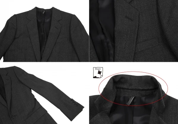 ディオールオムDior homme ウールグレンチェックテーラードセットアップスーツ グレー38・40 K-116207_003