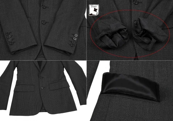 ディオールオムDior homme ウールグレンチェックテーラードセットアップスーツ グレー38・40 K-116207_004