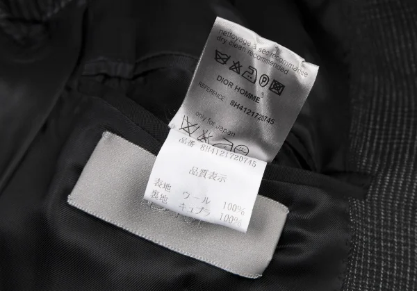 ディオールオムDior homme ウールグレンチェックテーラードセットアップスーツ グレー38・40 K-116207_009