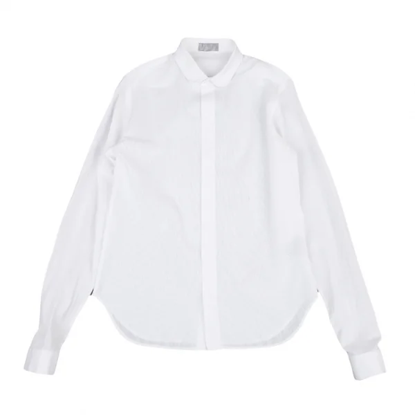 ディオールオムDior homme ポイント刺繍ラウンドカラー長袖シャツ 白37 K-116210_001