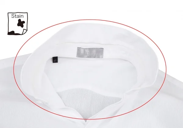 ディオールオムDior homme ポイント刺繍ラウンドカラー長袖シャツ 白37 K-116210_003