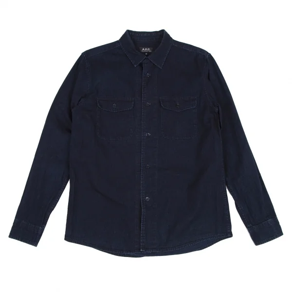 A.P.C. Cotton Denim Long Sleeve Shirt Navy XS K-116217_001