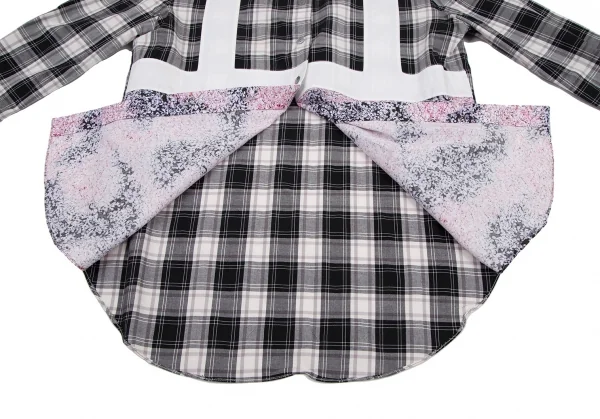 カルヴェンCARVEN パターン切替長袖シャツ 黒白ピンク38 K-116218_011