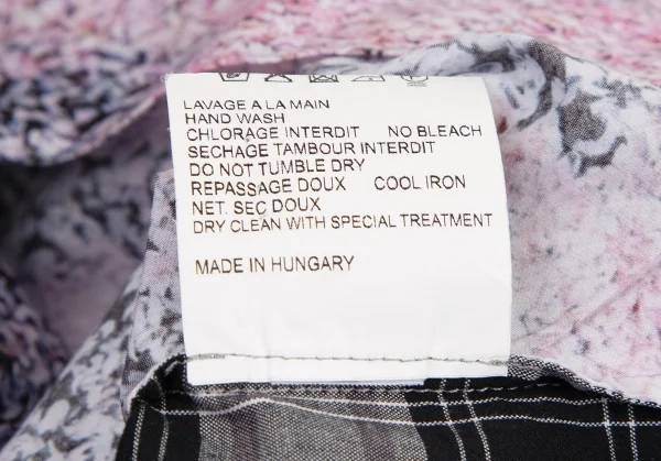 カルヴェンCARVEN パターン切替長袖シャツ 黒白ピンク38 K-116218_014