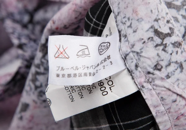 カルヴェンCARVEN パターン切替長袖シャツ 黒白ピンク38 K-116218_015