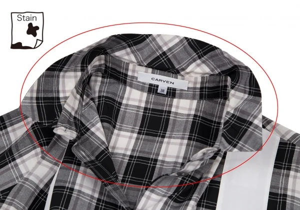 カルヴェンCARVEN パターン切替長袖シャツ 黒白ピンク38 K-116218_004