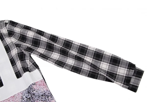 カルヴェンCARVEN パターン切替長袖シャツ 黒白ピンク38 K-116218_005