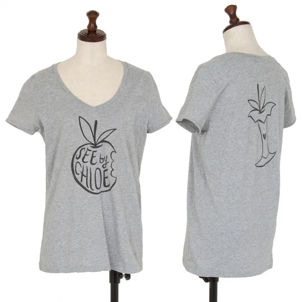 シーバイクロエSEE BY CHLOE アップルロゴプリントTシャツ 杢グレー40 K-116316_001